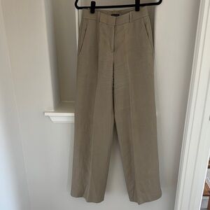 Massimo Dutti Classic Tan Wide-Leg Trousers